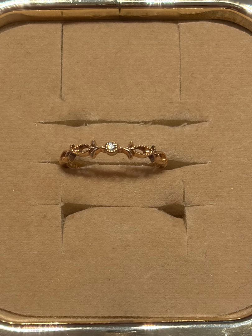 【agete】アガット リング K10 ピンクゴールド ティアラ ダイヤ 7号