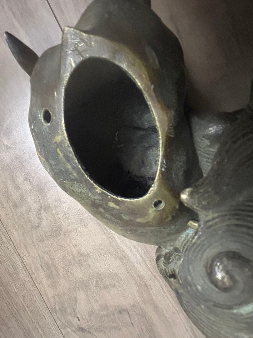 古董，古銅製，金工，獅子香炉，重1900克