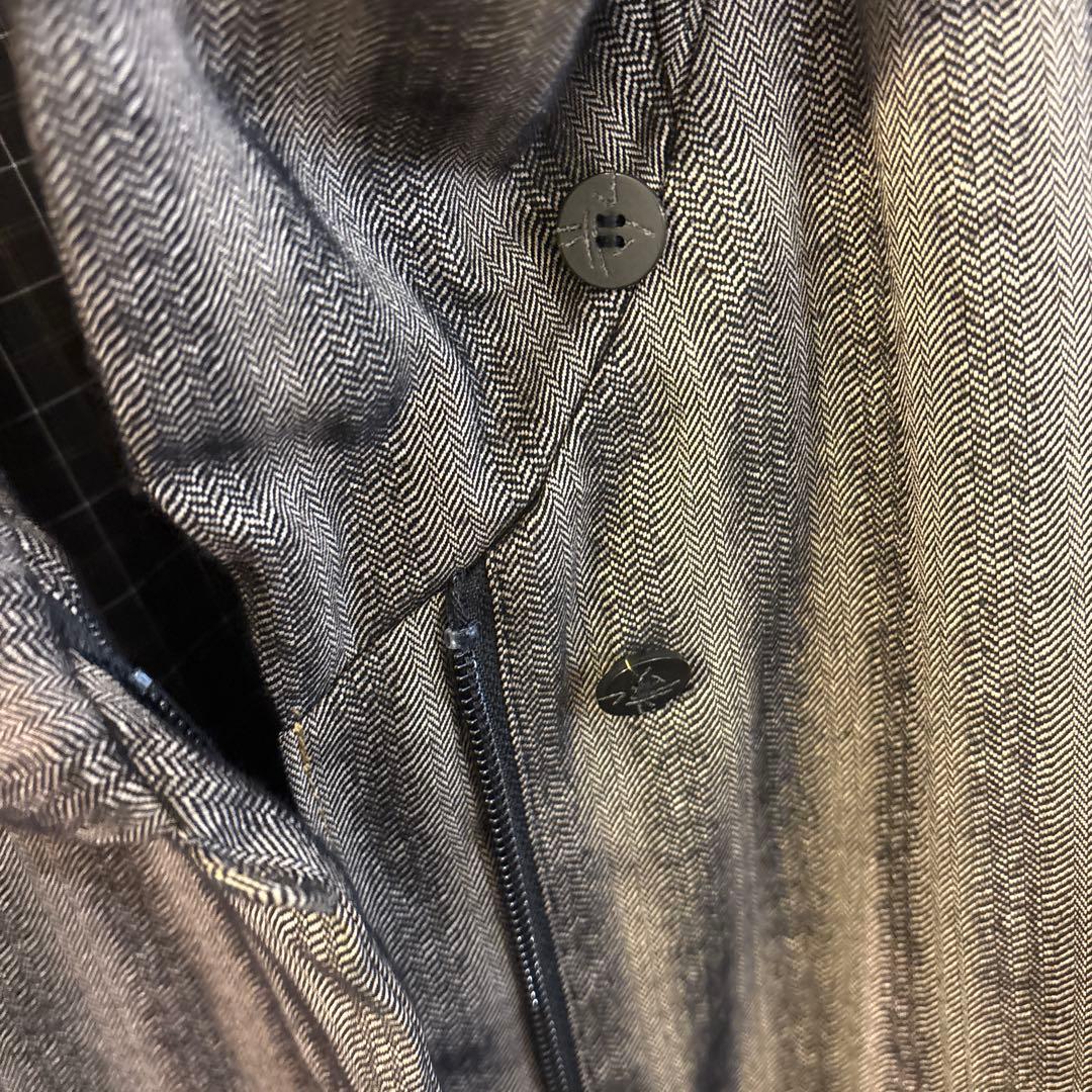 t.b 美品ストライプ ロングコート グレー ブラック