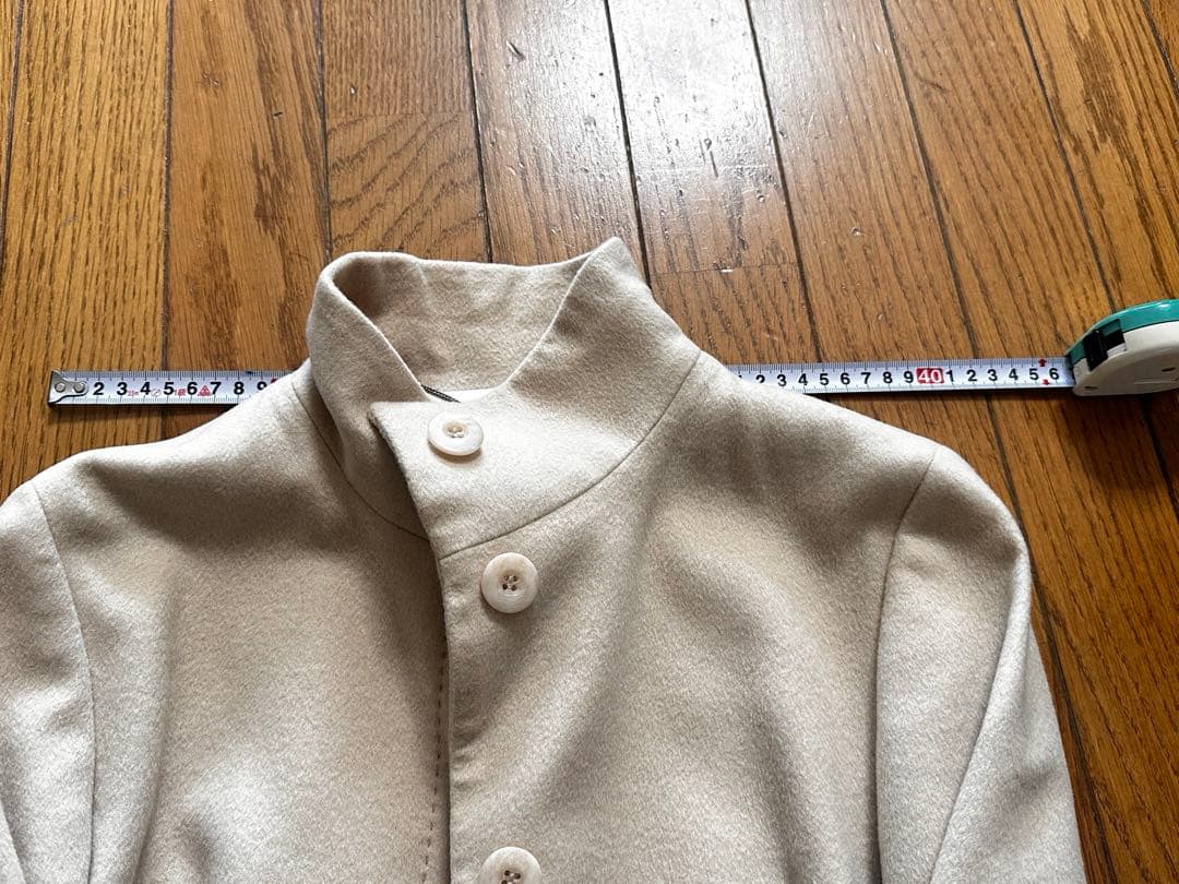 高級 ef-de カシミヤ100％ ベルテッドロングコート ベージュ 9号 M