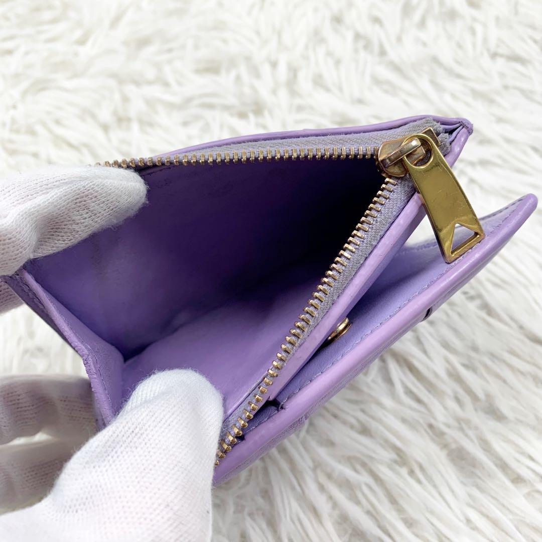 【✨美品✨】ボッテガヴェネタ カセット 二つ折り財布 パープル RFID搭載