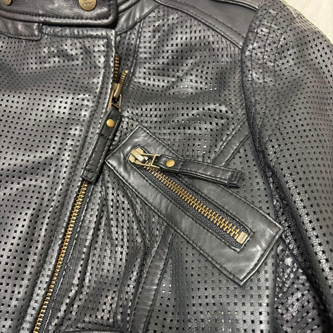 美品 BURBERRY BLUE LABAL 羊革 レザー ダブルライダース