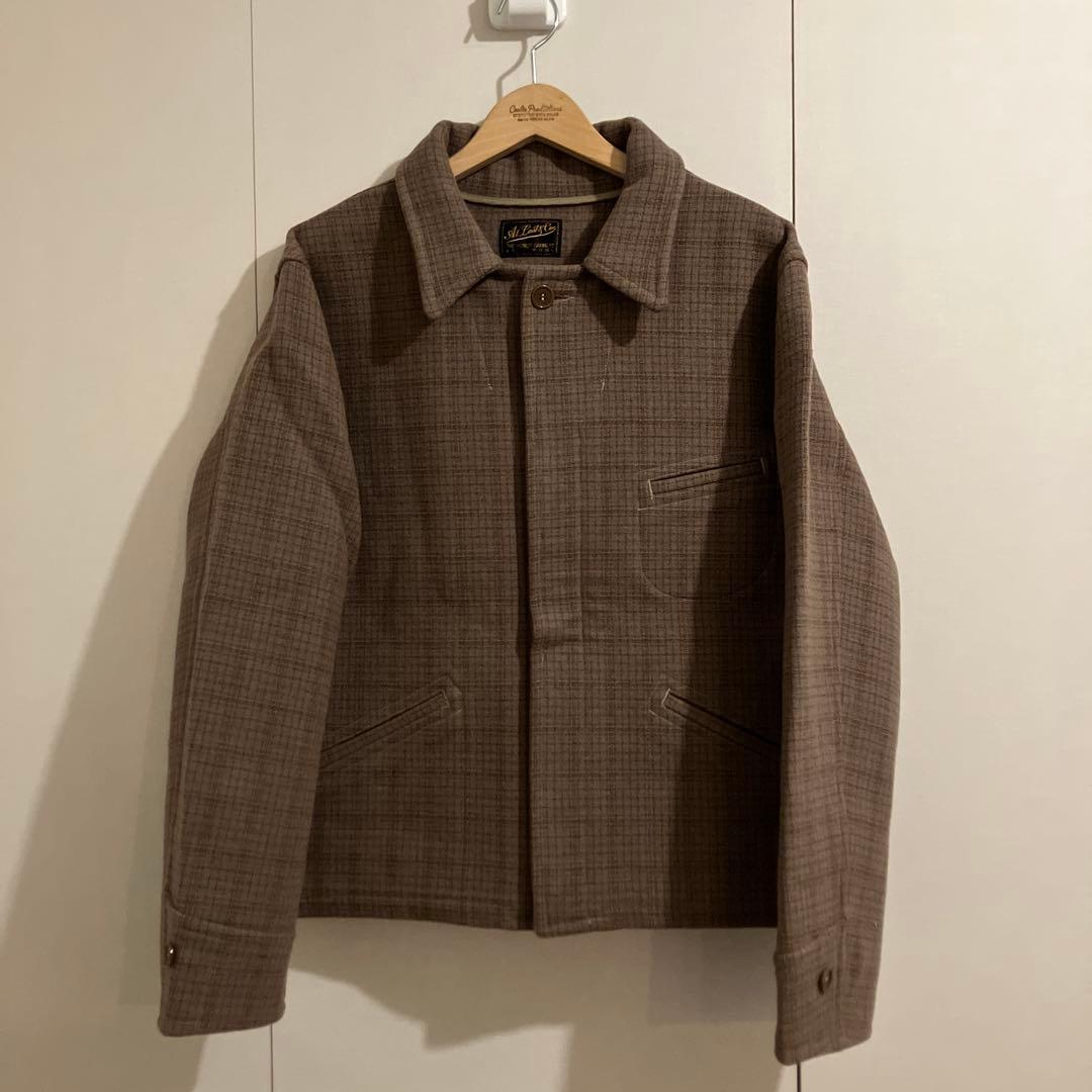 アットラスト ウールスポーツジャケット 42 チェック グレーパープル系