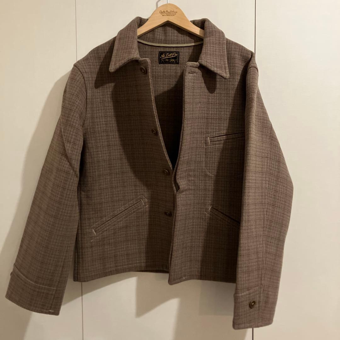 アットラスト ウールスポーツジャケット 42 チェック グレーパープル系