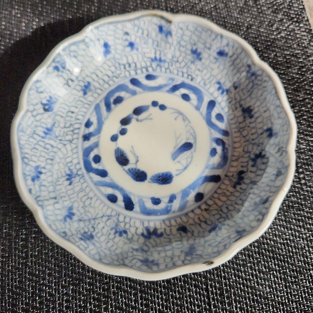 -40//y14　豆皿　微塵唐草　小皿　レトロ
