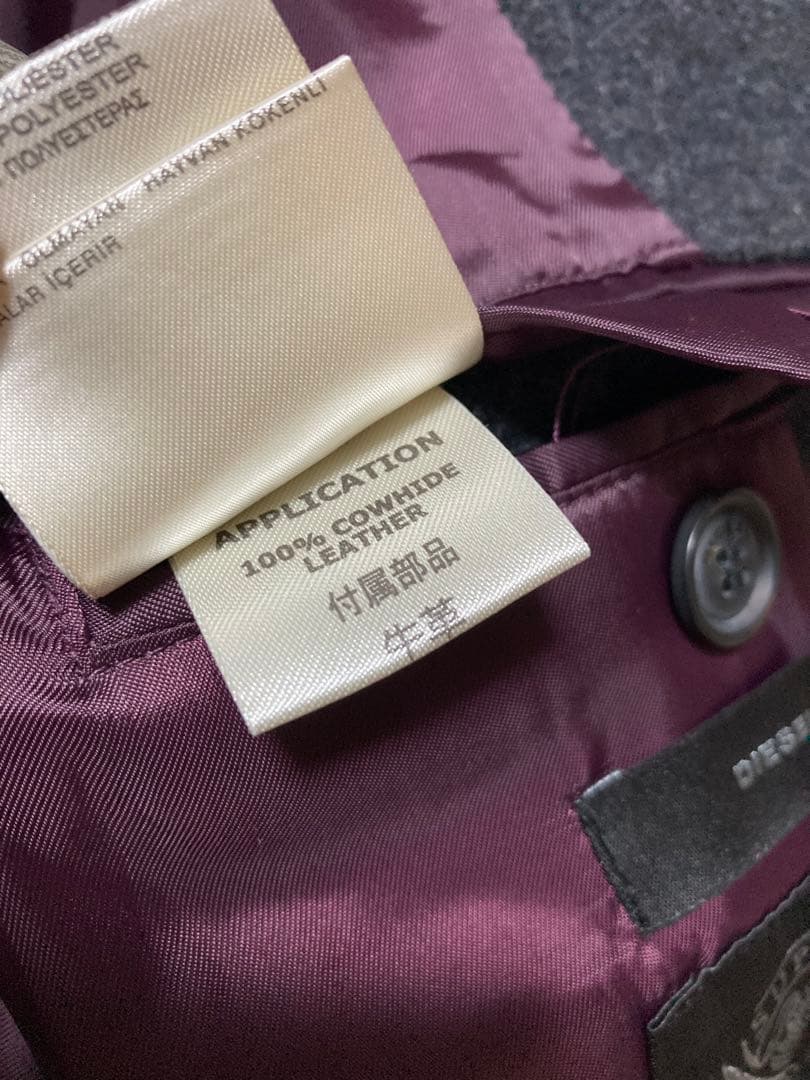 DIESEL ディーゼル　袖レザー切り替えウールコート