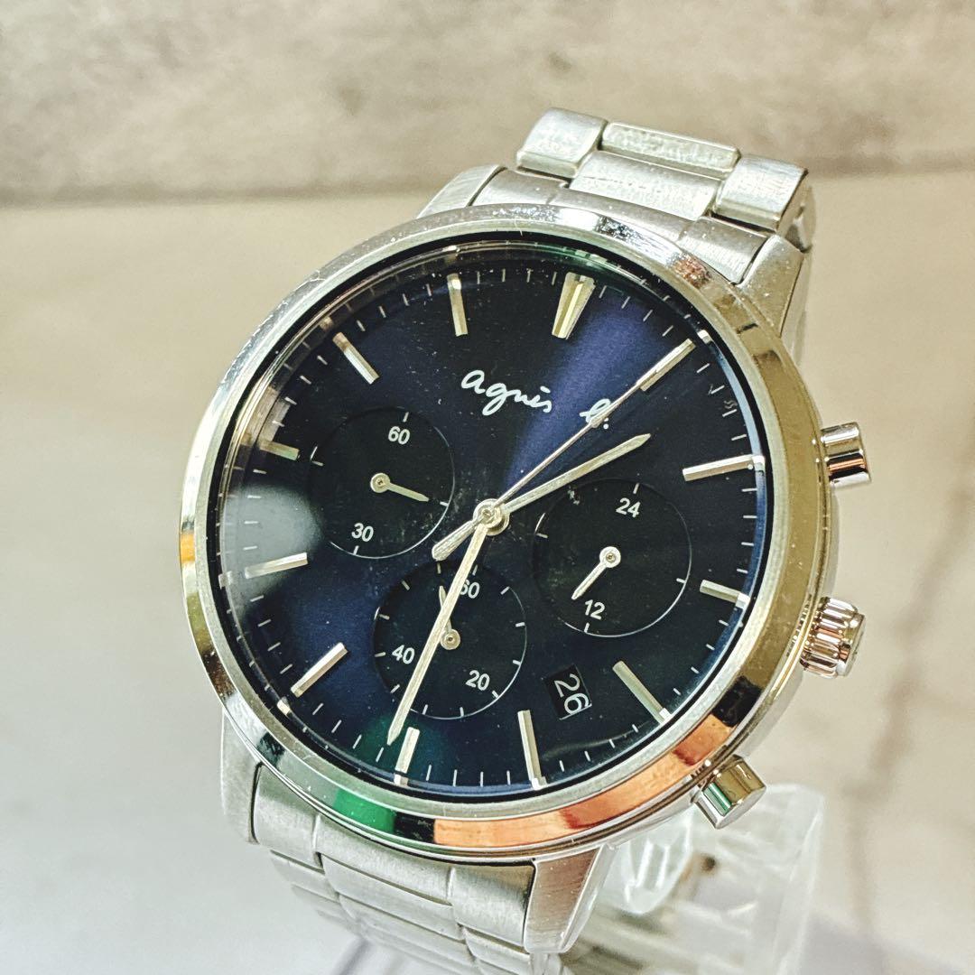 アニエスベー agnes b. 腕時計 クォーツ ネイビー ブルー 文字盤