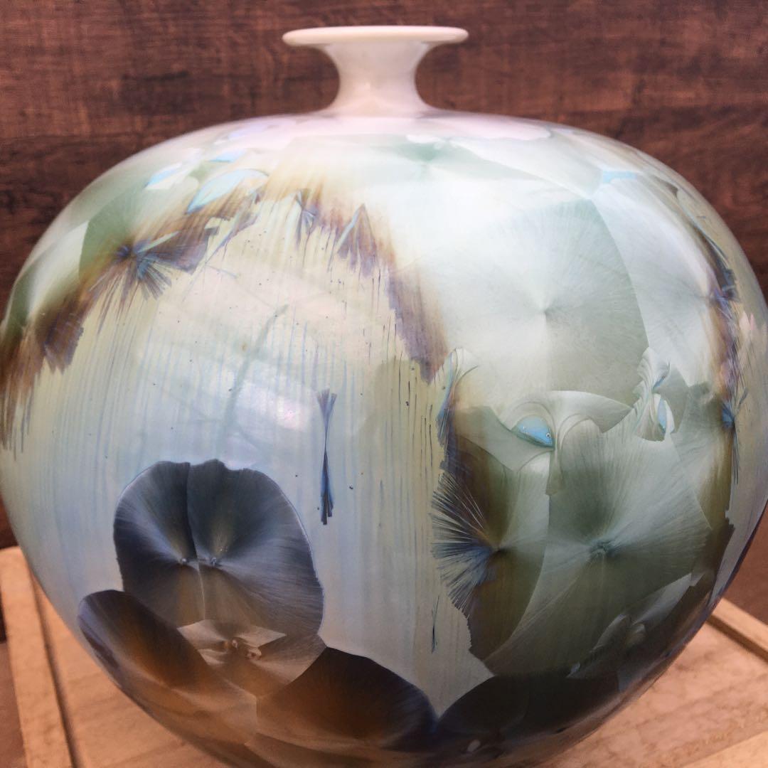 韓国磁器花瓶 慶尚北道 青松窯 共箱付き　管mpr