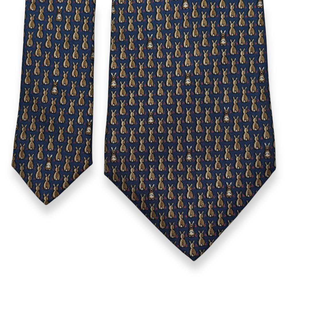 良品✨HERMES ネクタイ　エルメス　可愛い　うさぎ　動物　アニマル