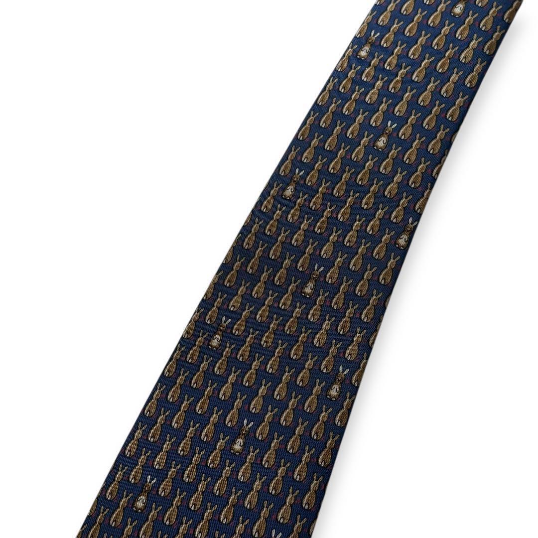 良品✨HERMES ネクタイ　エルメス　可愛い　うさぎ　動物　アニマル