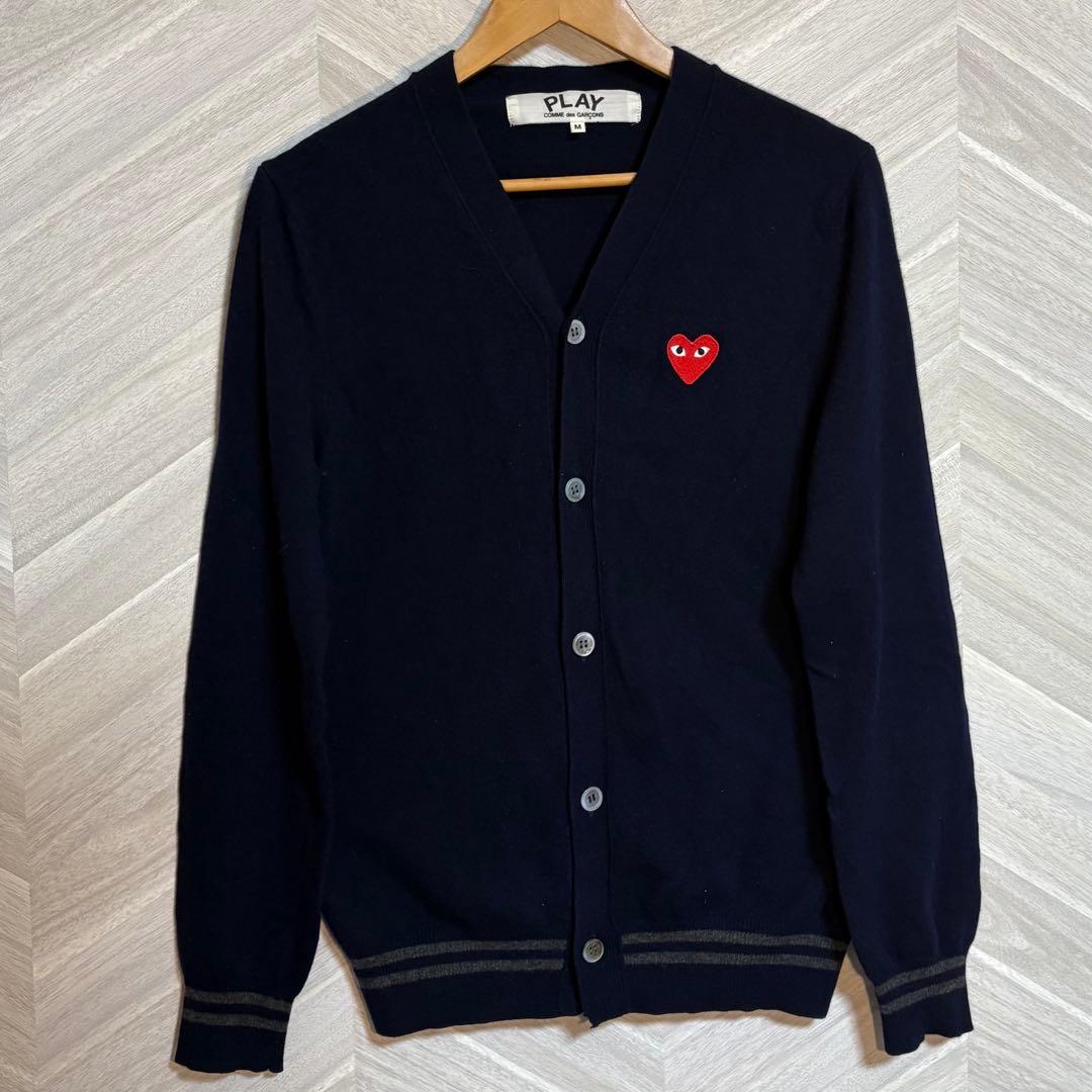 コムデギャルソン ネイビー カーディガン サイズM WooL100%