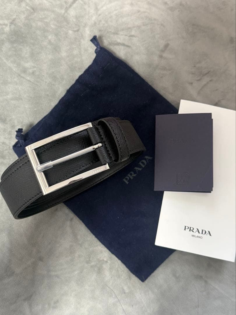 PRADA ブラック レザーベルト40/100新品未使用