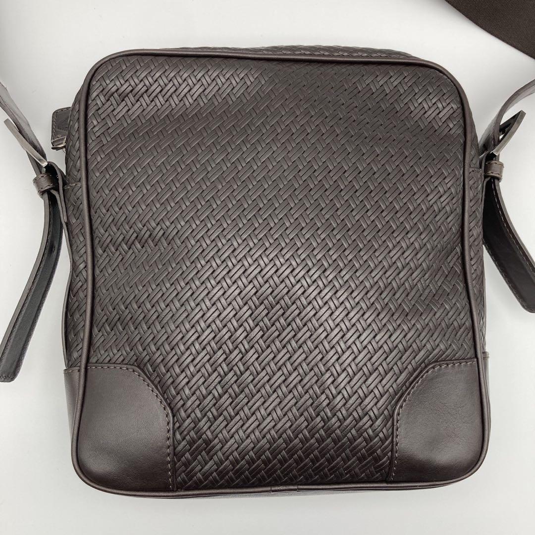 エンポリオアルマーニ ショルダーバッグ オールレザー 牛革 ダークブラウン