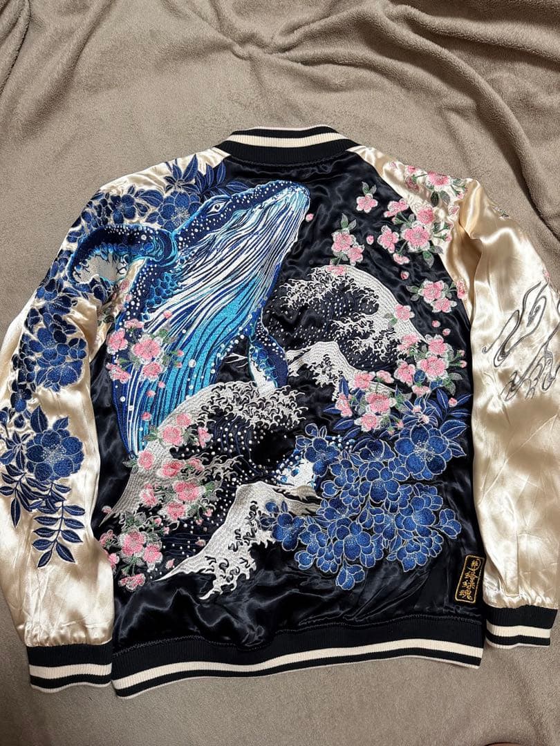 未使用近 ２面用 絡繰魂 クジラ 日本限定 スカジャン vintage レーヨン