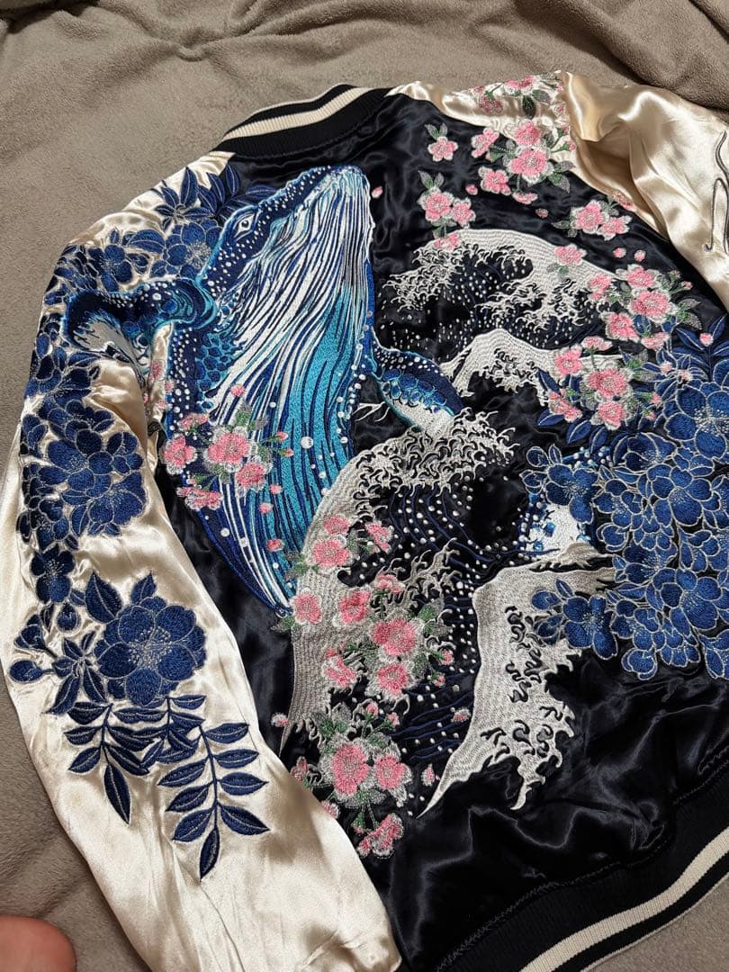 未使用近 ２面用 絡繰魂 クジラ 日本限定 スカジャン vintage レーヨン