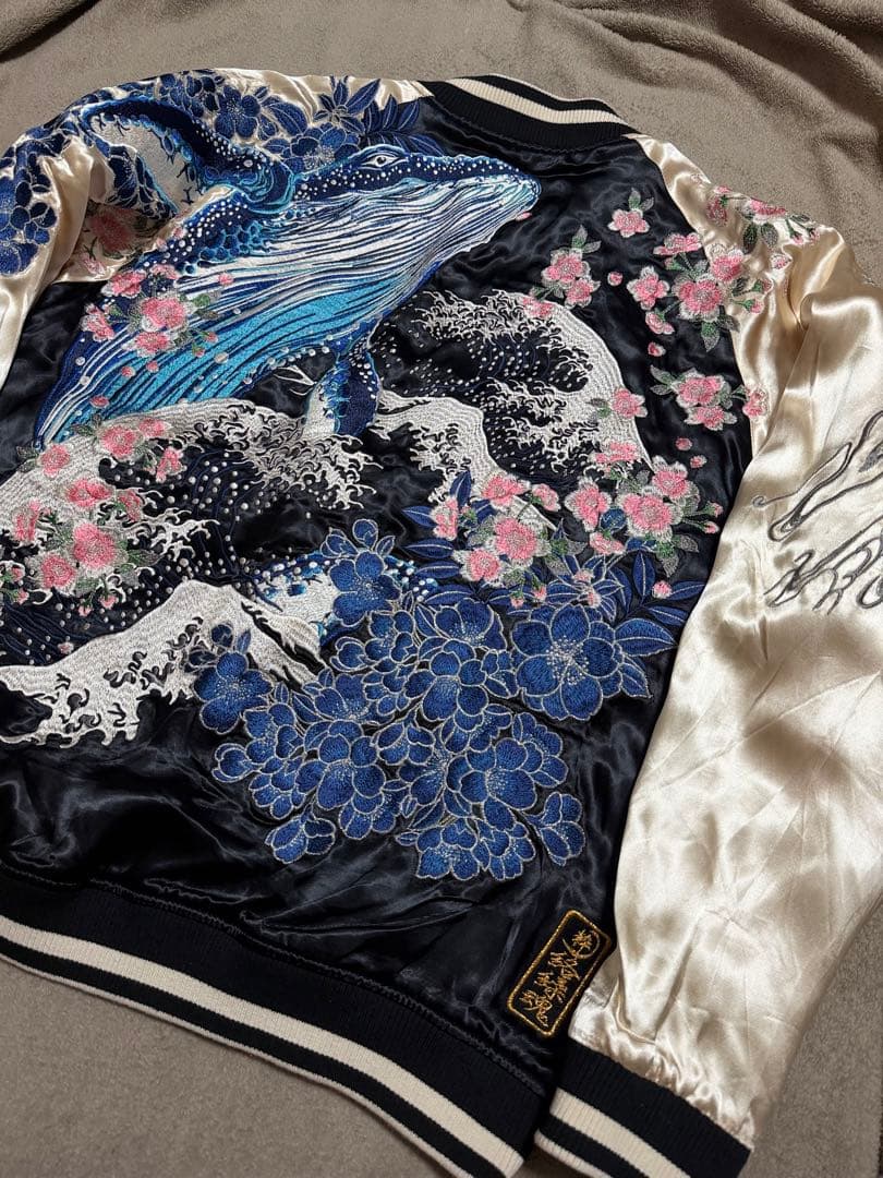 未使用近 ２面用 絡繰魂 クジラ 日本限定 スカジャン vintage レーヨン