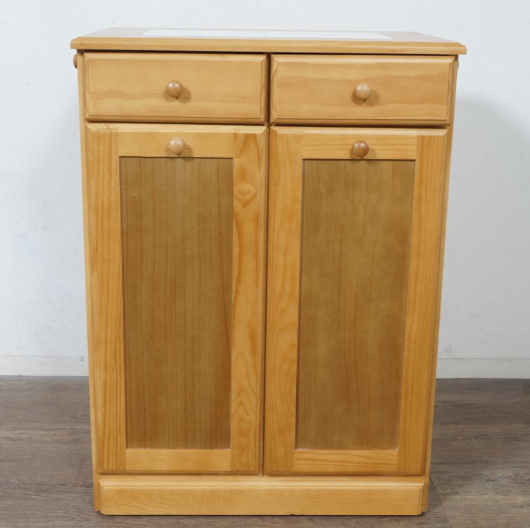 食器棚　天板タイル　ダストボックス　ゴミ箱 25L×2 完成品