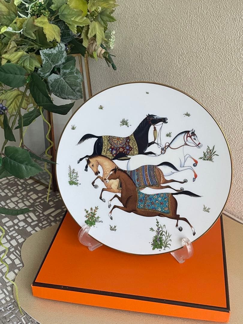 エルメス シュヴァルドリアン プレート 未使用21cm 金彩