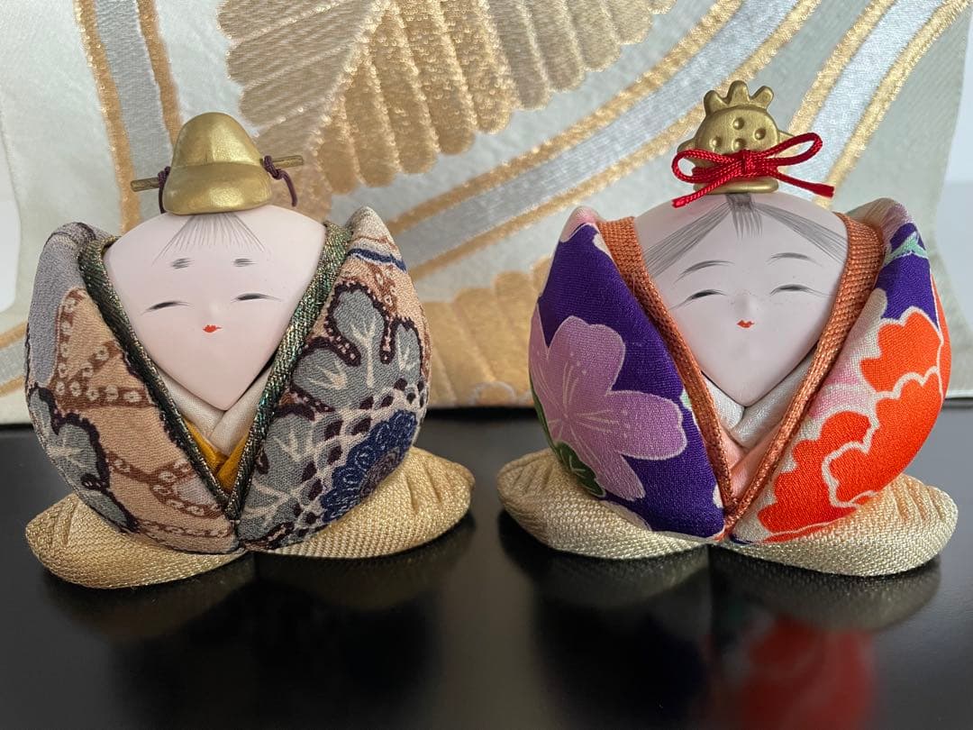 ハンドメイド　木目込み人形　桃の語らいの雛人形