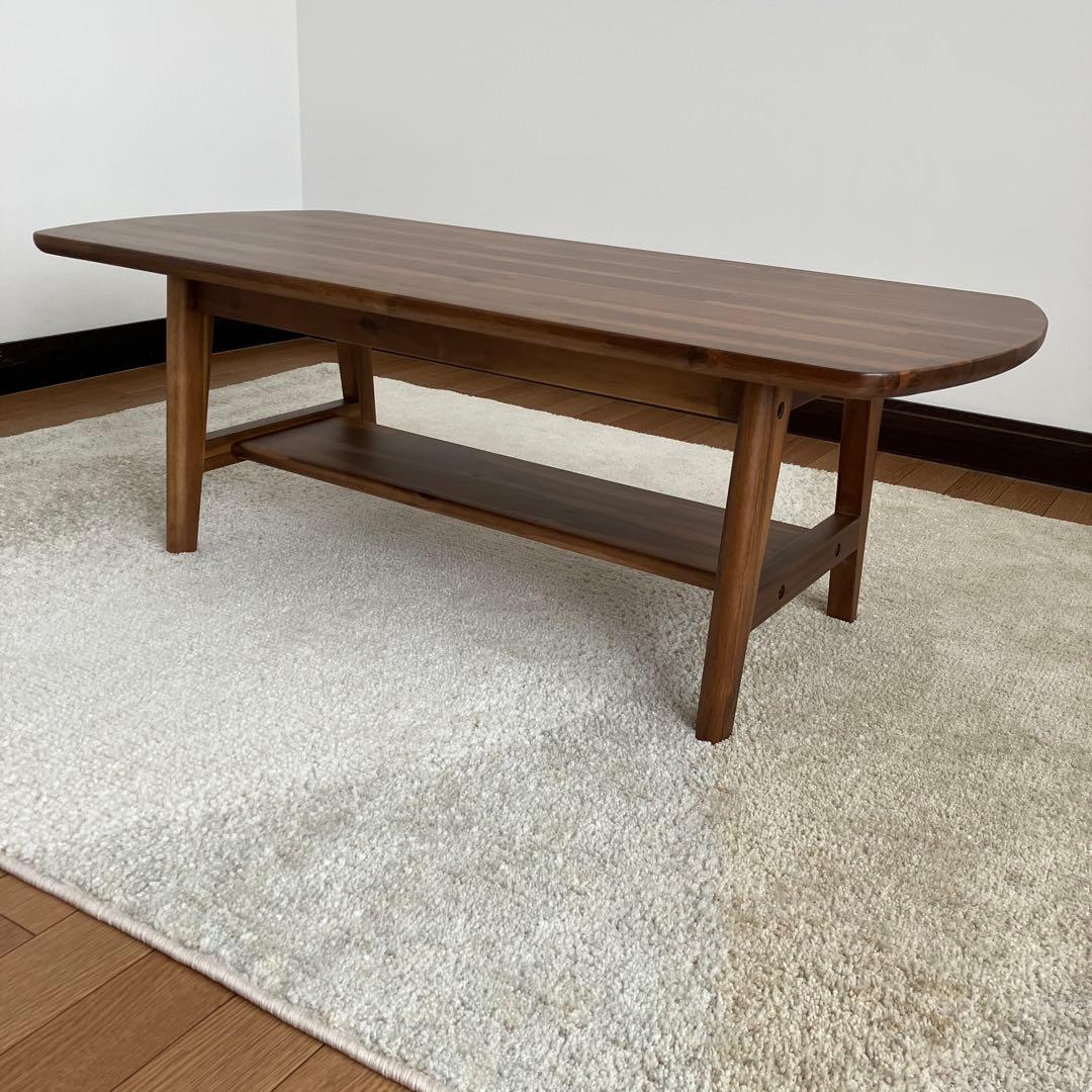 ウニコ unico スウェラ 木製 ローテーブル 下棚付き ブラウン