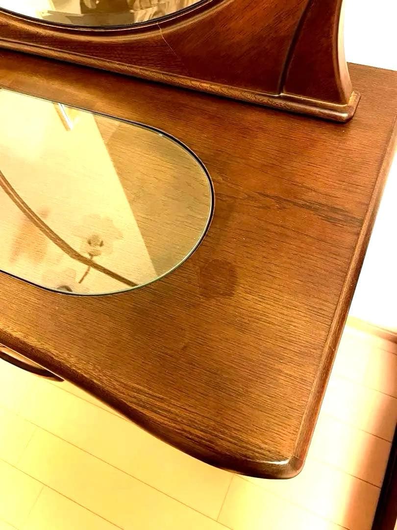 木製ダークブラウンドレッサー・鏡台・アンティーク家具・ドレッサー・鏡・家具・収納