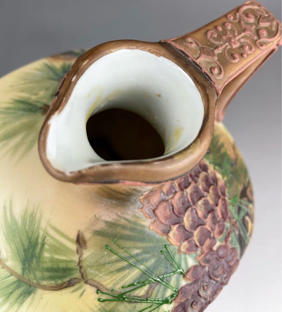 【希少】オールドノリタケ 松ぼっくり紋ウィスキージャグ モールド 盛上げ 松笠