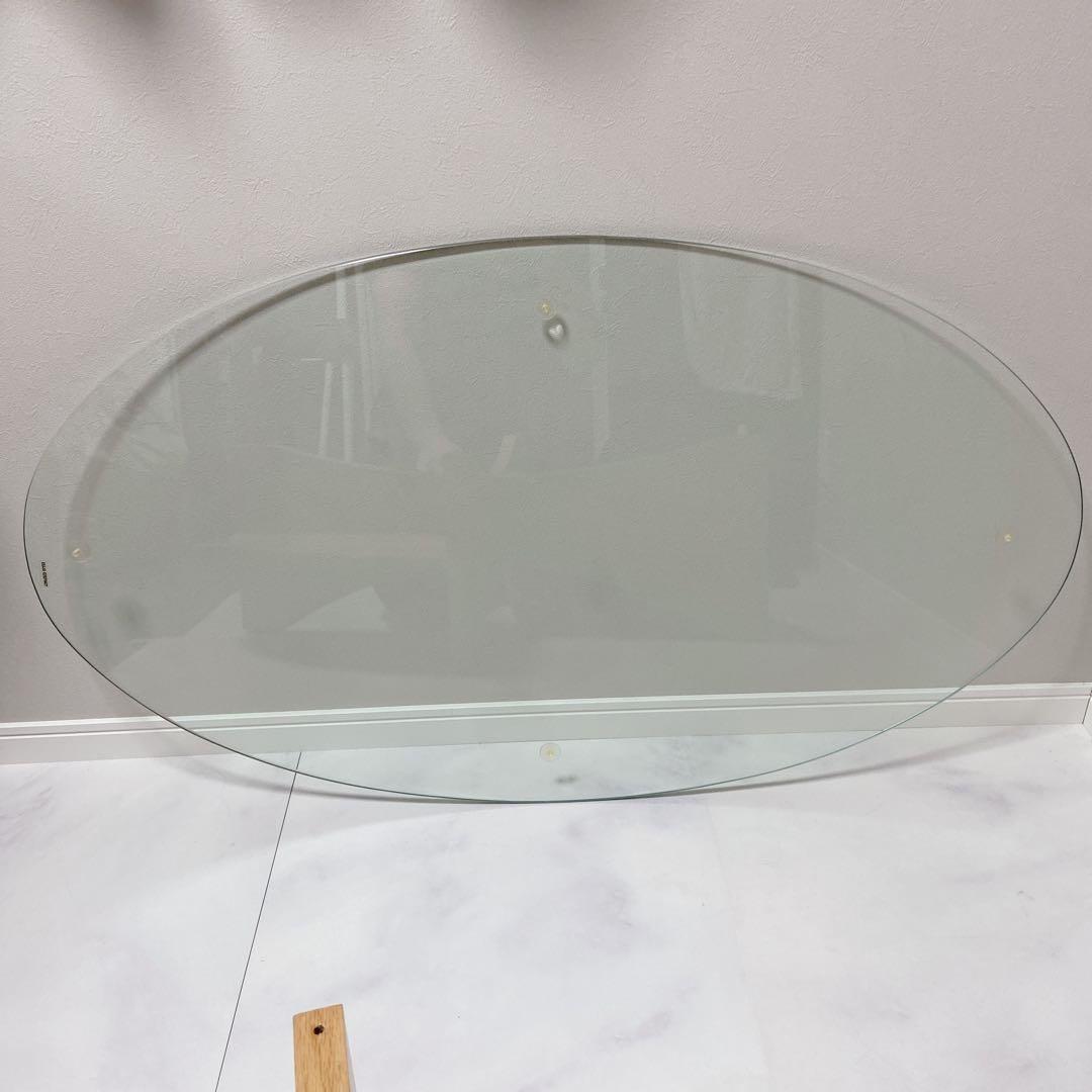 東谷 LE-454NA ガラストップ オーバルテーブル ナチュラル 美品