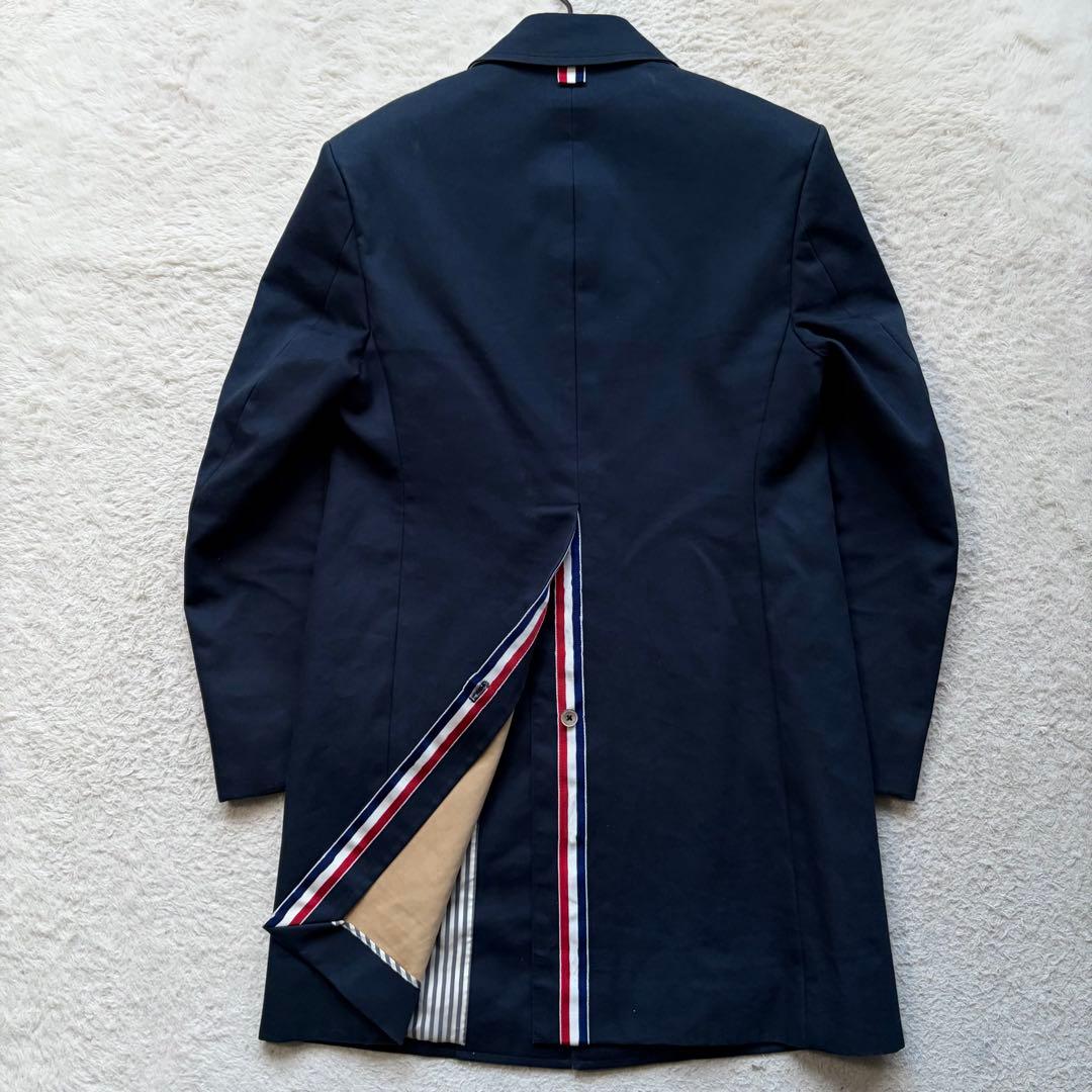 【美品】トムブラウン バルカラーコート ステンカラー トリコロール ネイビー S