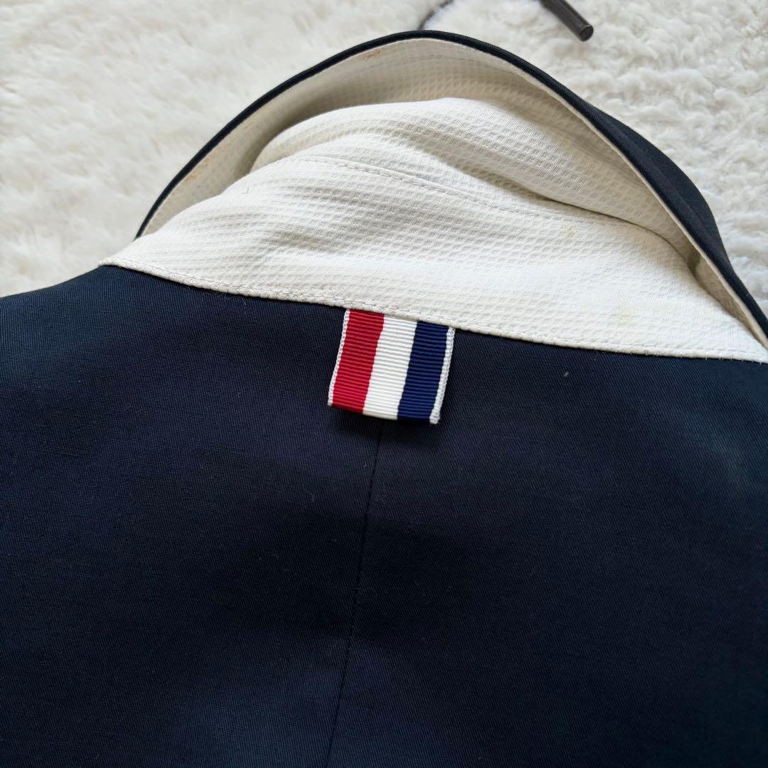 【美品】トムブラウン バルカラーコート ステンカラー トリコロール ネイビー S