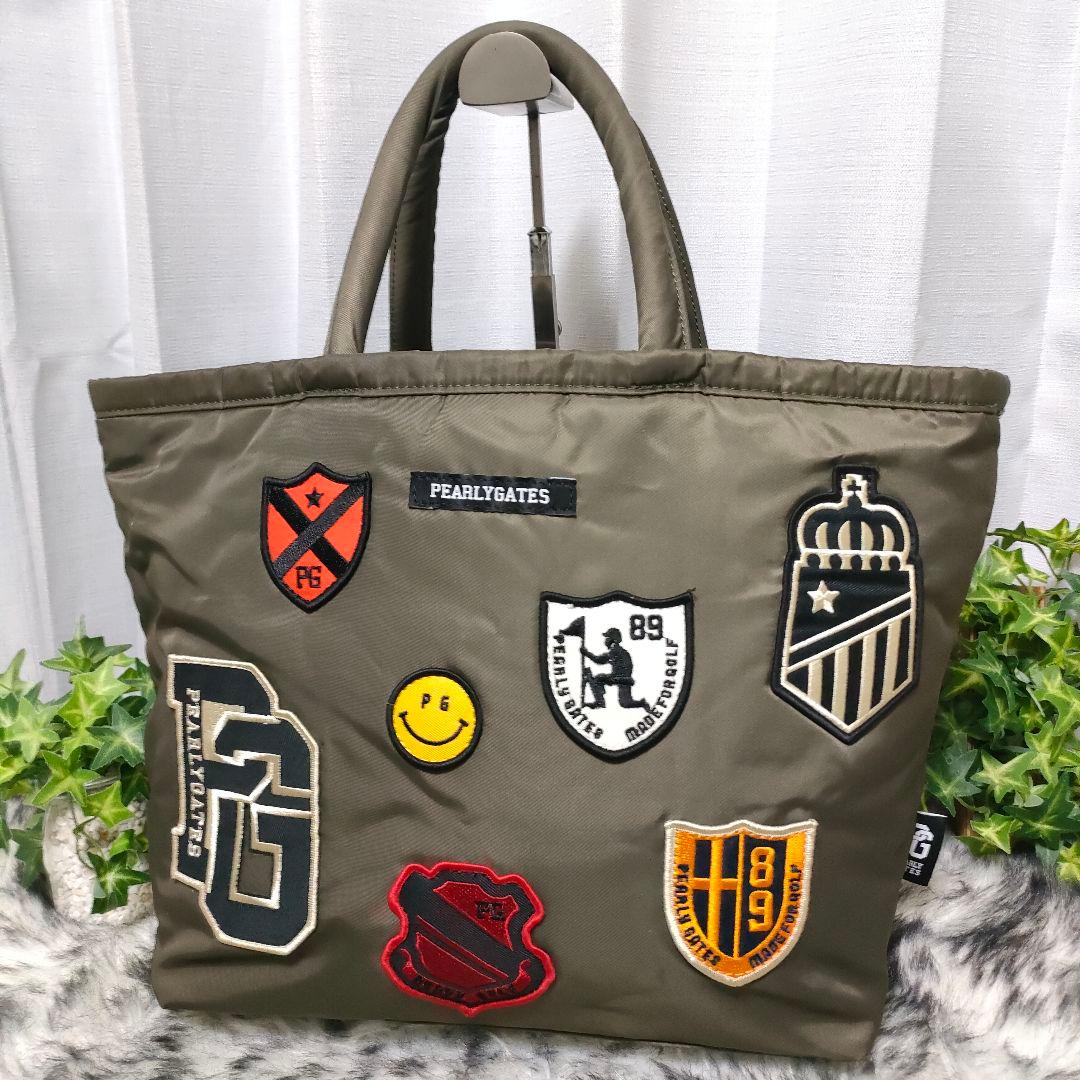 希少完売品 パーリーゲイツ ゴルフロッカーバッグ 総柄 ワッペン カーキ