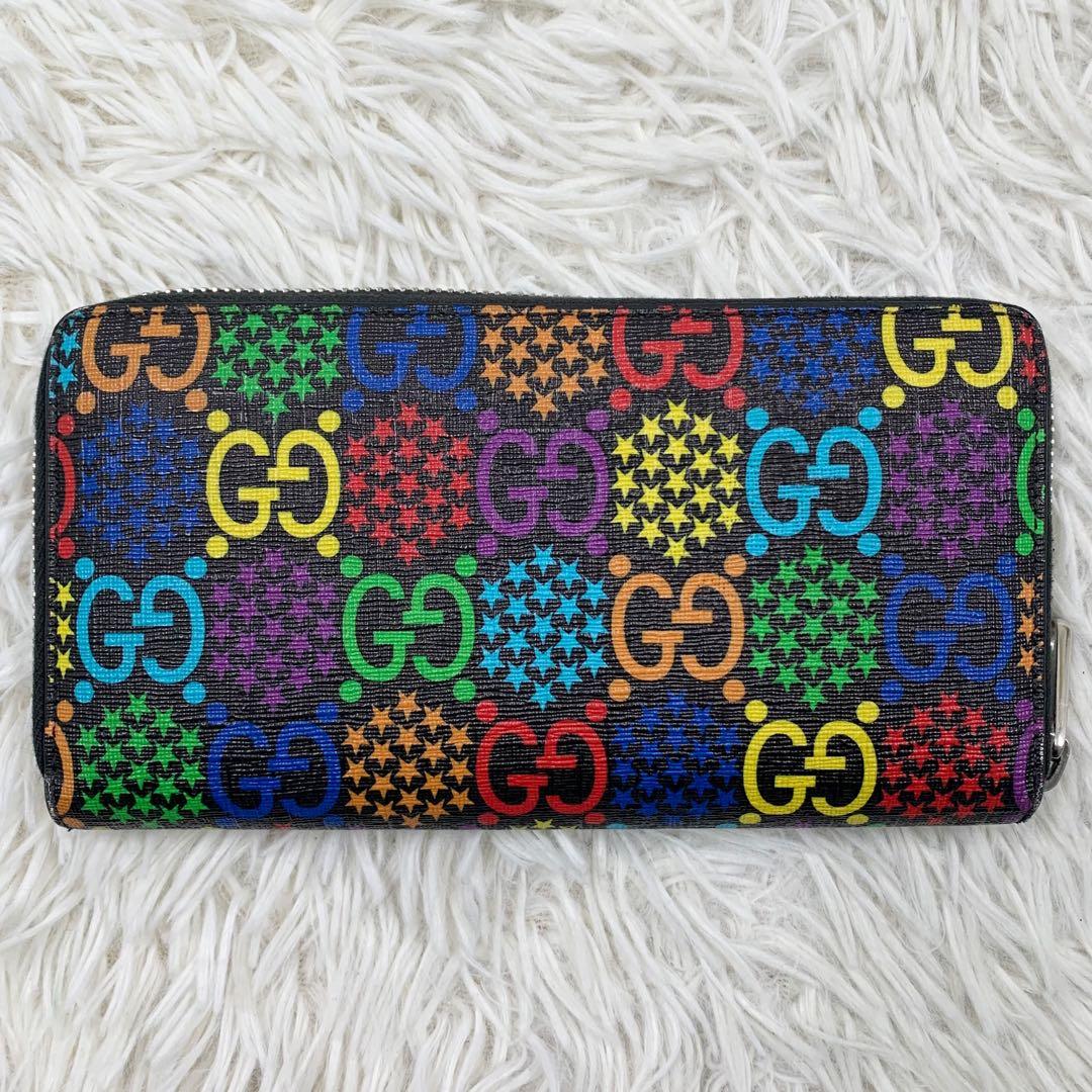 【✨極美品✨】グッチ サイケデリック ラウンドジップ 長財布 マルチカラー