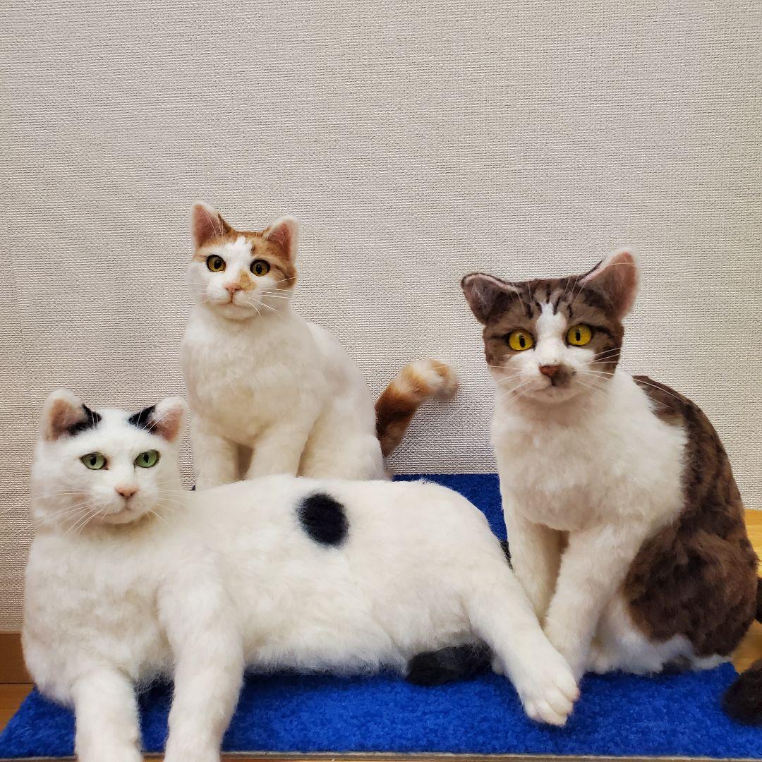 羊毛フェルト猫　ハンドメイド　茶白ハチワレ