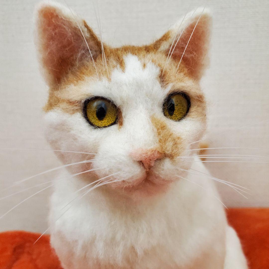 羊毛フェルト猫　ハンドメイド　茶白ハチワレ