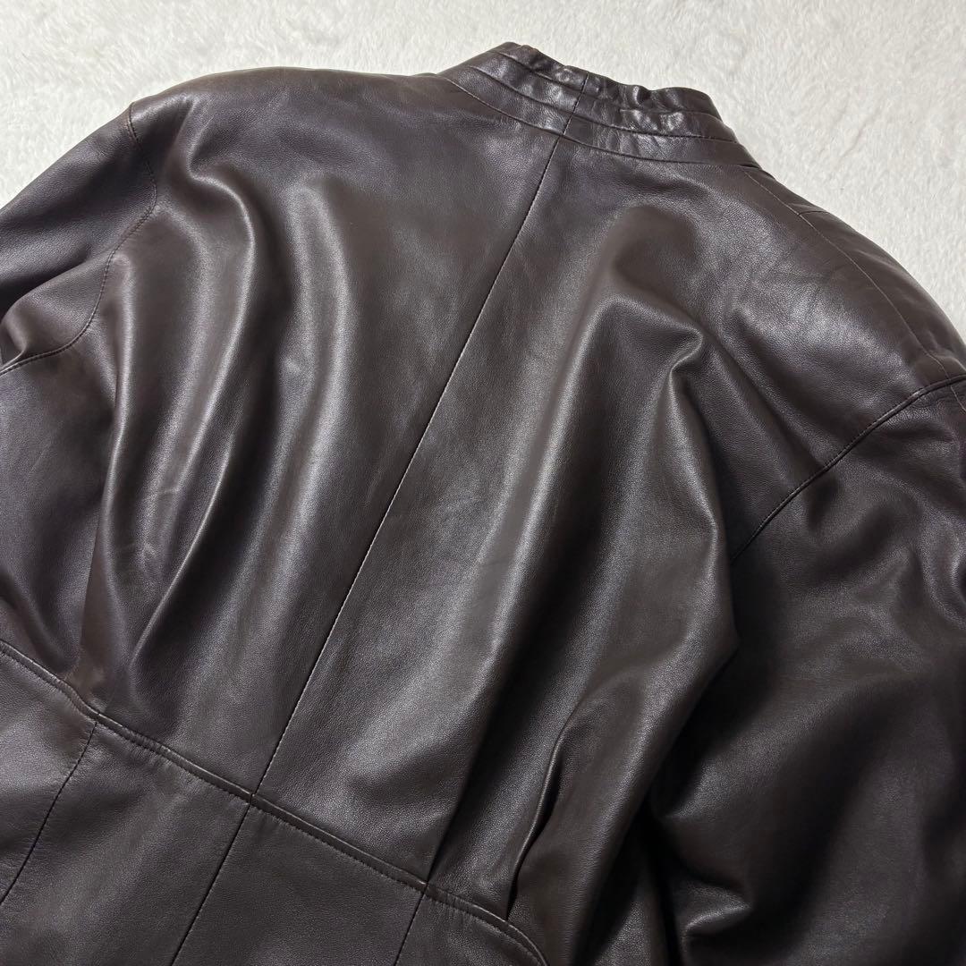 PIERRE BALMAIN ラムレザー ノーカラージャケット 日本製 裏地柄