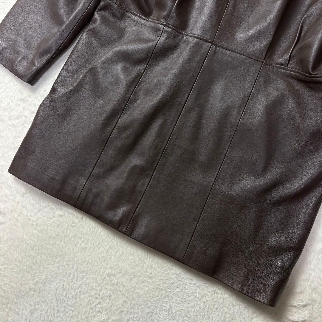 PIERRE BALMAIN ラムレザー ノーカラージャケット 日本製 裏地柄