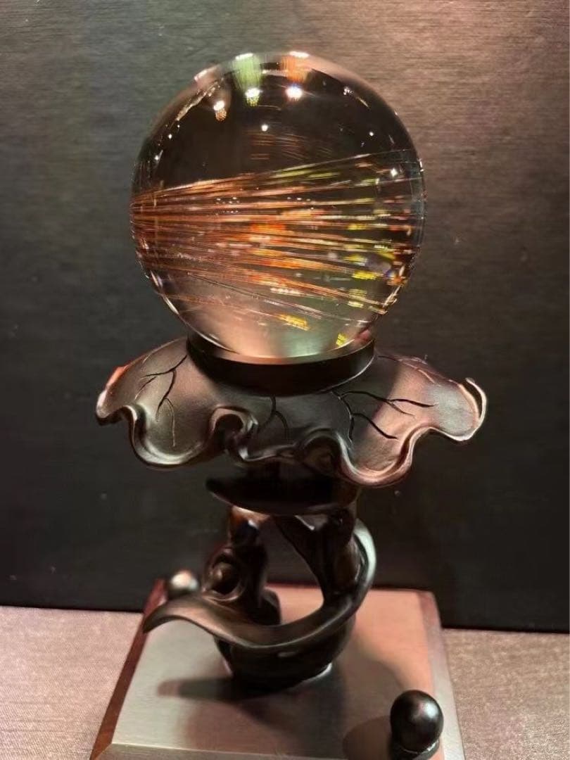 ⭐︎【極上品】天然銅色ゴールドルチルクオーツ 置物 66mm