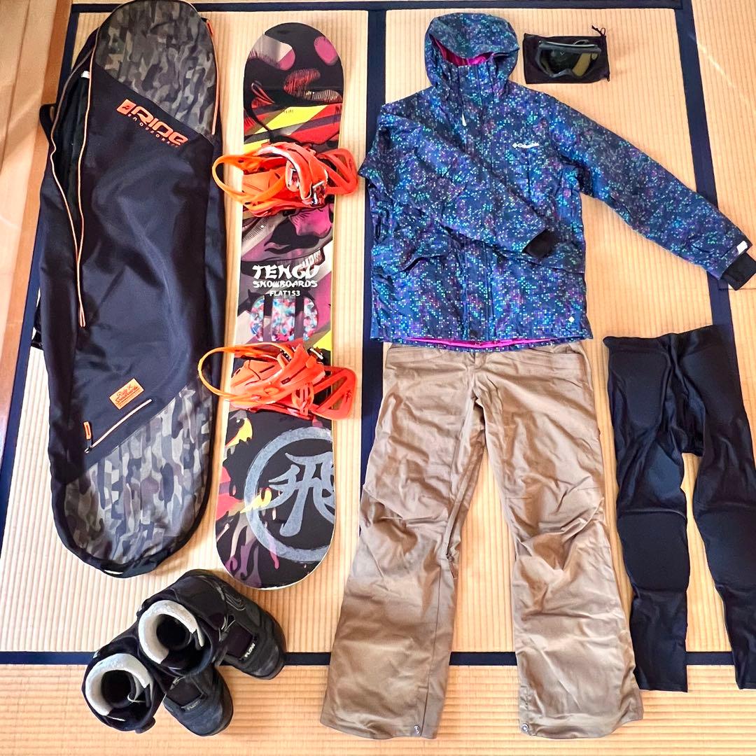 【8点セット一式】スノーボード・ウェア・ゴーグル・ボードバック付(メンズ)