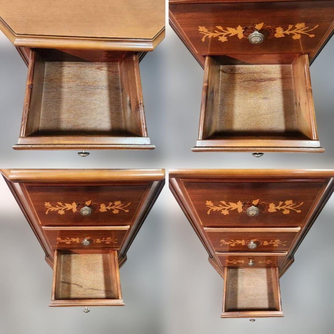 訳あり 象嵌細工風 ミニチェスト 4段チェスト サイドボード