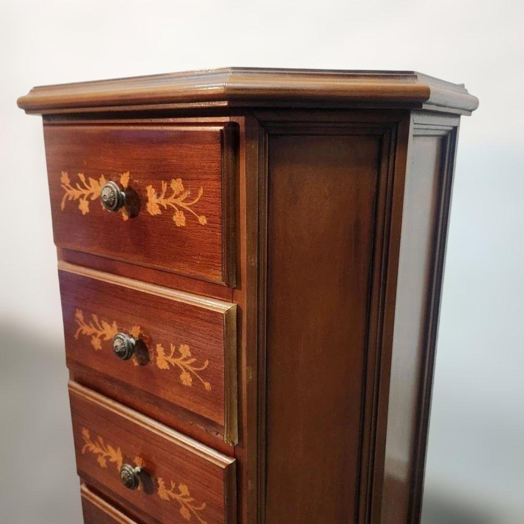 訳あり 象嵌細工風 ミニチェスト 4段チェスト サイドボード