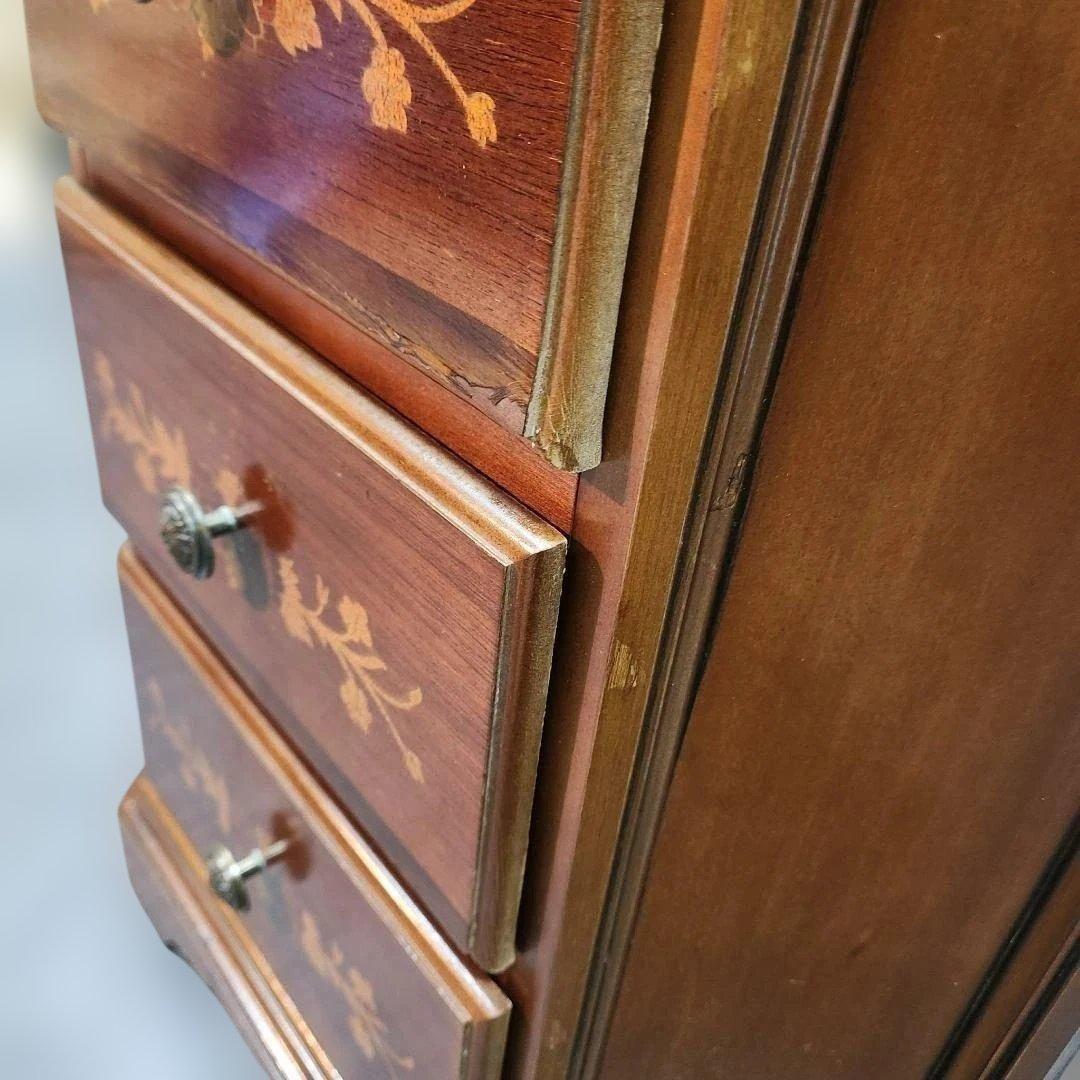 訳あり 象嵌細工風 ミニチェスト 4段チェスト サイドボード