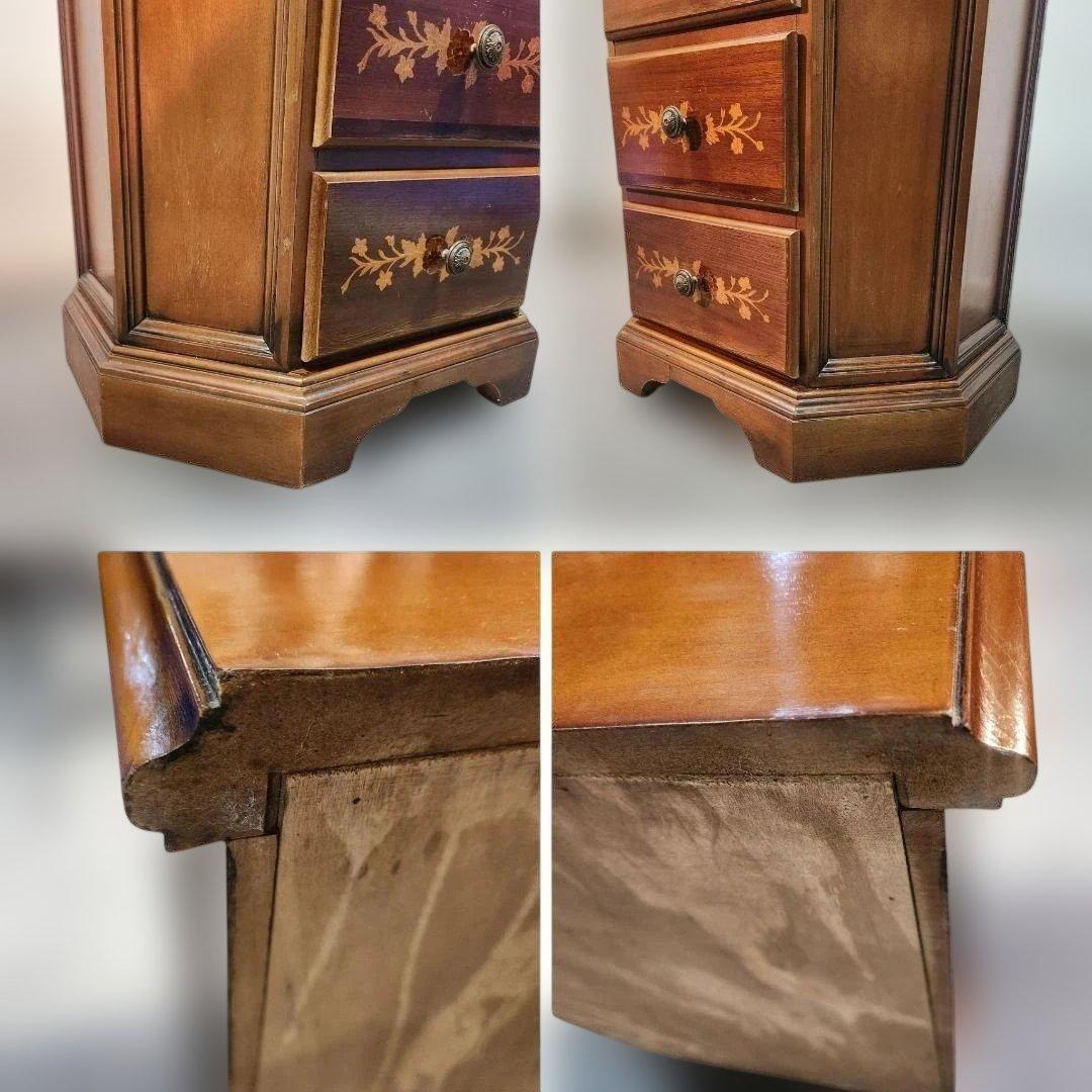 訳あり 象嵌細工風 ミニチェスト 4段チェスト サイドボード