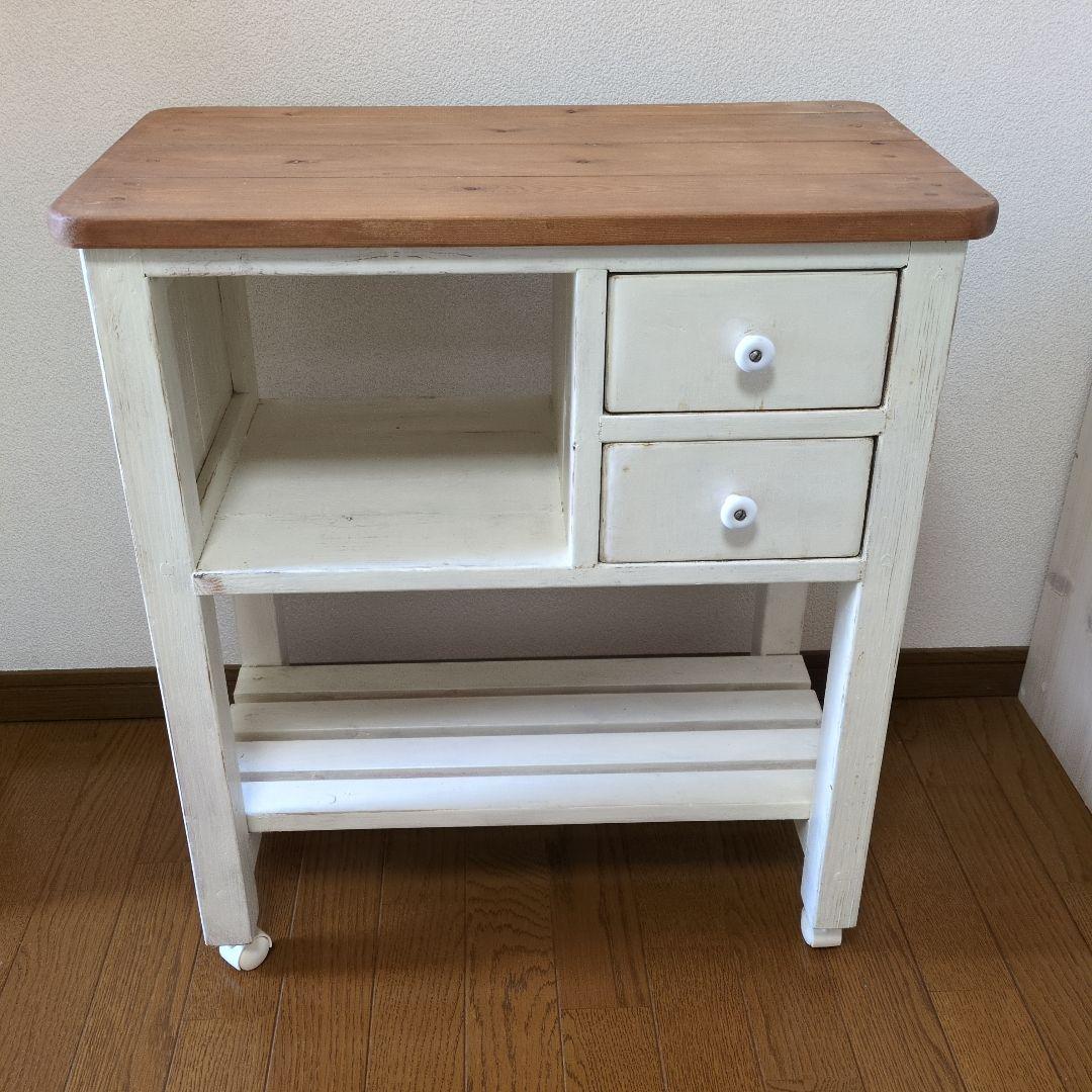 最終価格‼️木製キッチンワゴン ホワイトとブラウン/カントリー/シャビー