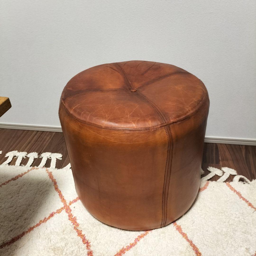 アンティーク レトロ ヴィンテージ レザースツール 展示品(2601C-9)