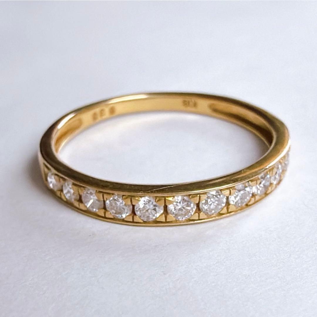 【E7265】 K18 天然ダイヤモンド 0.30ct ハーフエタニティ 13号