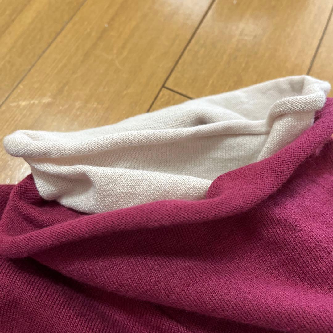 ヴィルーム　ブイルーム　ヴーム　二重襟　ボルドー×オフホワイト　タートルネック