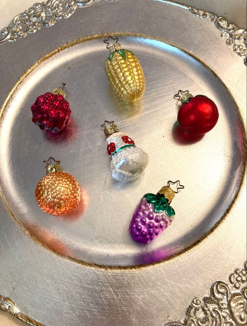 vintage クリスマスオーナメント　インゲグラス　6個