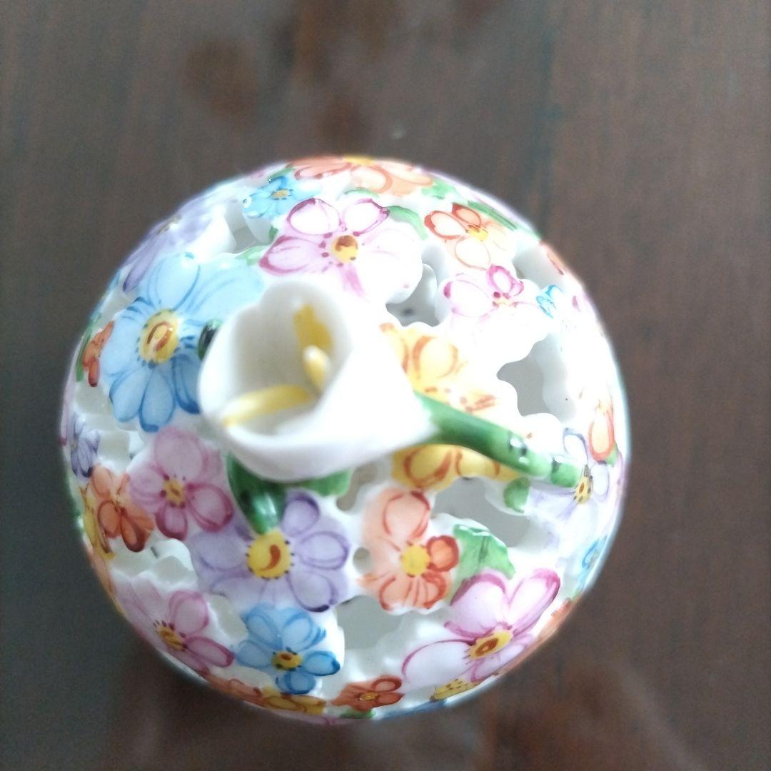 ヘレンド　HEREND　花柄透かし彫り陶器ボックス　ボンボニエール