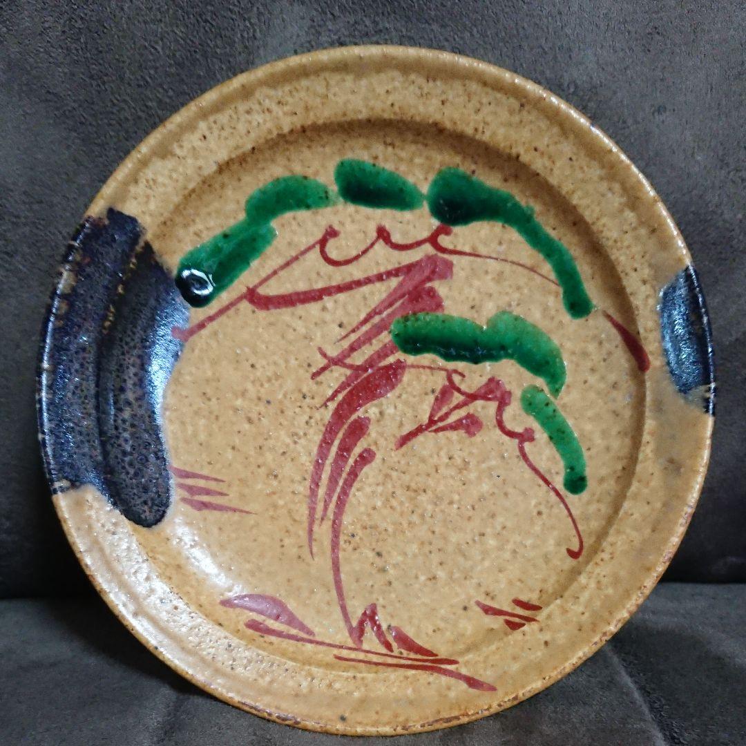 藤本能道(人間国宝) 赤絵松図小皿