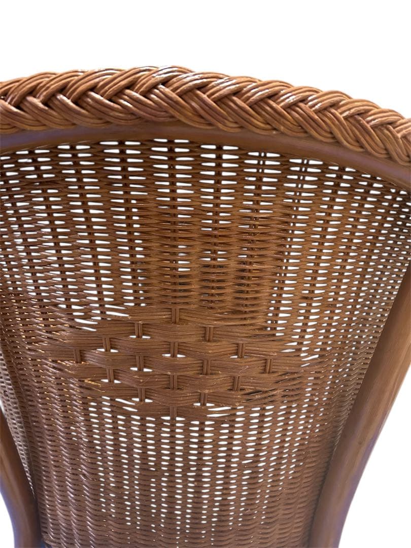 昭和レトロ　カザマ　アーチ型ラタンチェア アームチェア