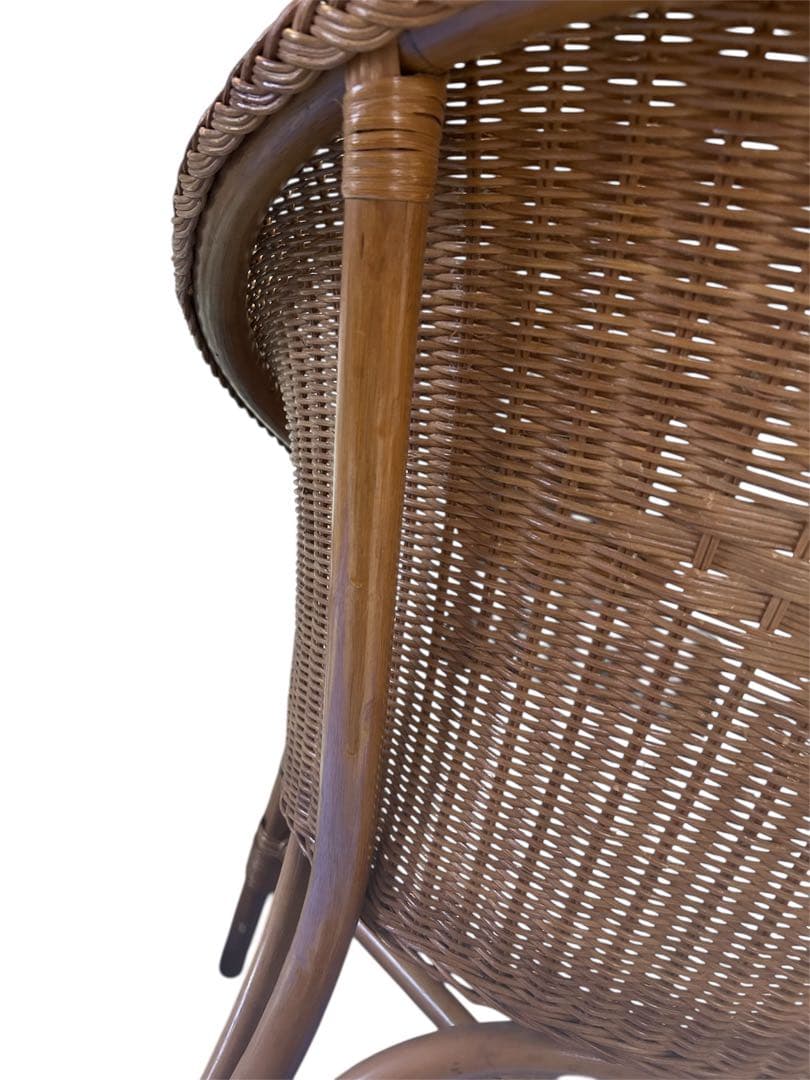 昭和レトロ　カザマ　アーチ型ラタンチェア アームチェア